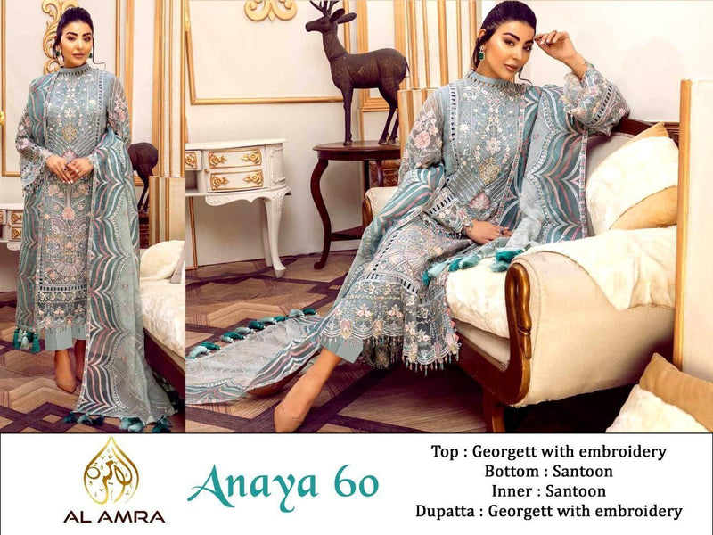 AL AMRA ANAYA 60 GEORGETTE WITH HEAVY EMBROIDERY PARTY WEAR BEST DESIGNER PAKISTANI SUIT