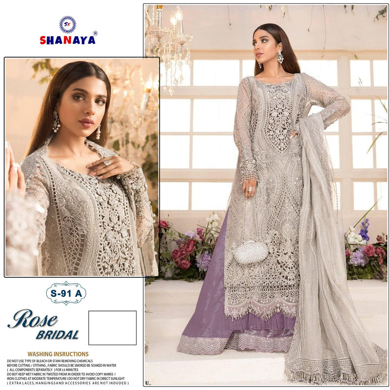 SHANAYA D NO S 91 A GEORGETTE WITH HEAVY EMBROIDERY WEDDING WEAR DESIGNER PAKISTANI  SUIT