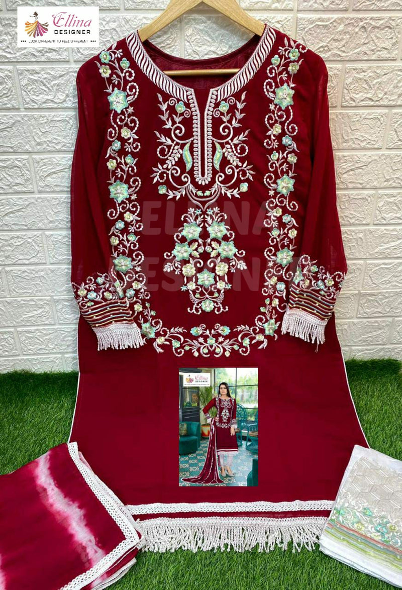 ELLINA D NO 1113 GEORGETTE WITH HEAVY EMBROIDERY WORK STYLISH DESIGNER CASUAL WEAR PAKISTANI SUIT