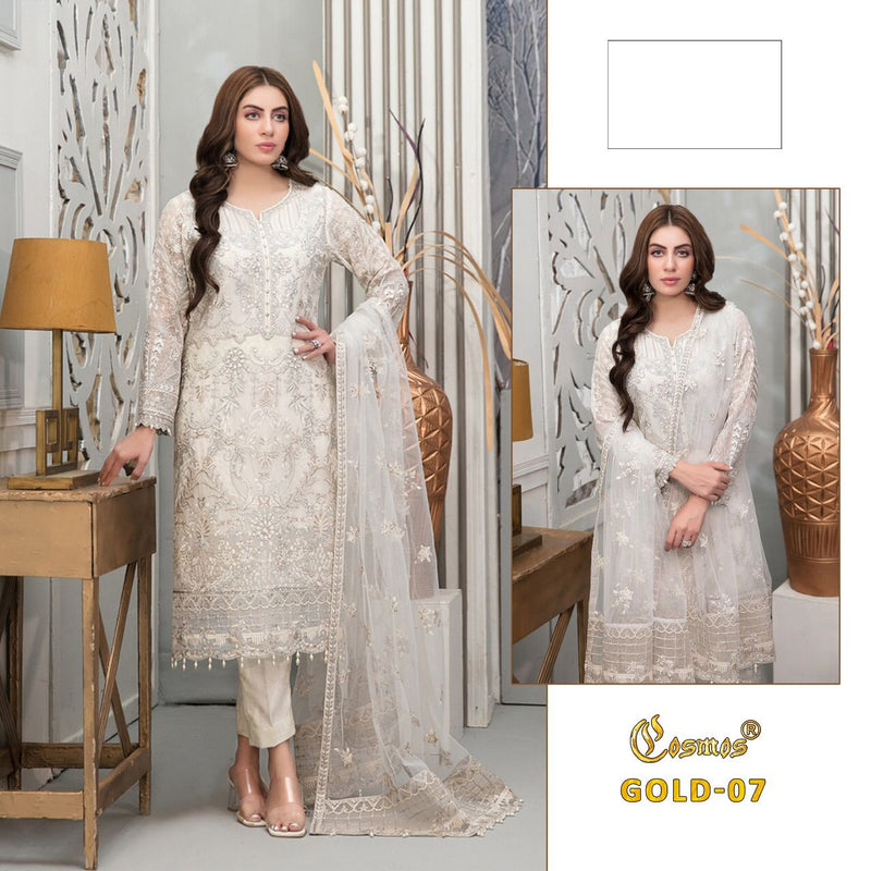 COSMOS GOLD 07  GEORGETTE WITH HEAVY EMBROIDERY HAND WORK BEST DESIGNER WEDDING WEAR PAKISTANI SUIT