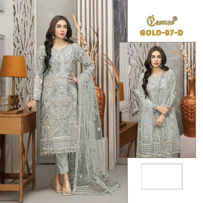 COSMOS GOLD 07 D GEORGETTE WITH HEAVY EMBROIDERY HAND WORK BEST DESIGNER WEDDING WEAR PAKISTANI SUIT