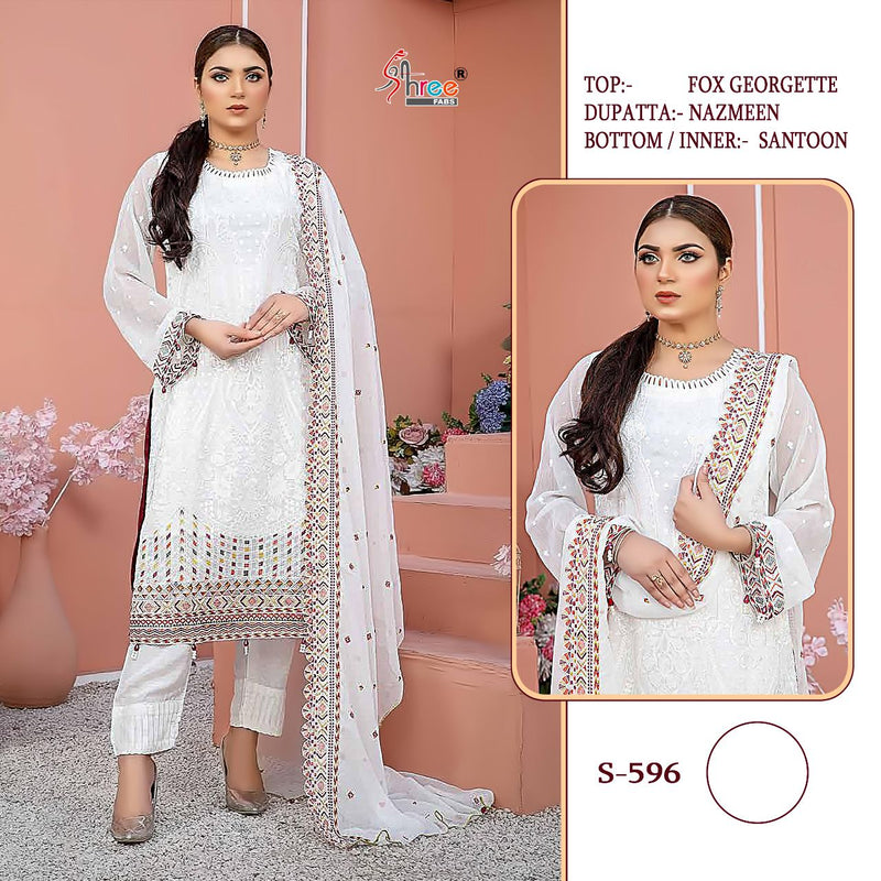 SHREE FABS D NO S 596 GEORGETTE WITH HEAVY EMBROIDERY WORK CASUAL WEAR DESIGNER PAKISTANI SUIT