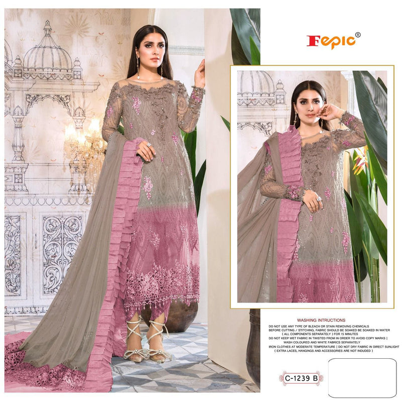 FEPIC C 1239 B GEORGETTE WITH HEAVY EMBROIDERY HAND WORK STYLISH DESIGNER PARTY WEAR PAKISTANI SUIT