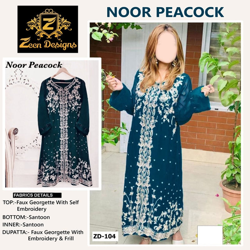 ZEEN DESIGNS D NO 104  GEORGETTE WITH HEAVY EMBROIDERY WORK READY TO WEAR PAKISTANI SUIT