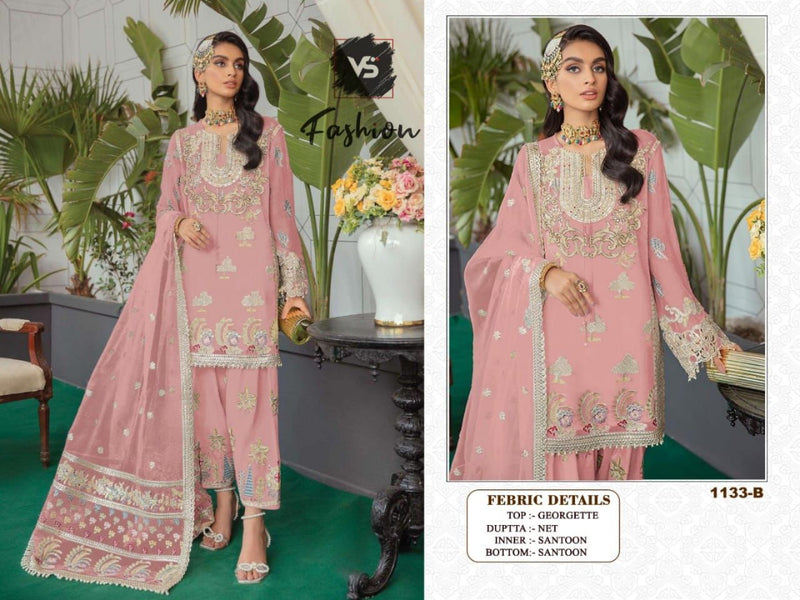 VS FASHION D NO 1133 B GEORGETTE WITH HEAVY EMBROIDERY BEST DESIGNER CASUAL WEAR PAKISTANI SUIT