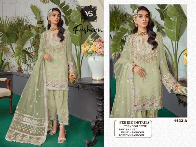 VS FASHION D NO 1133 A GEORGETTE WITH HEAVY EMBROIDERY BEST DESIGNER CASUAL WEAR PAKISTANI SUIT