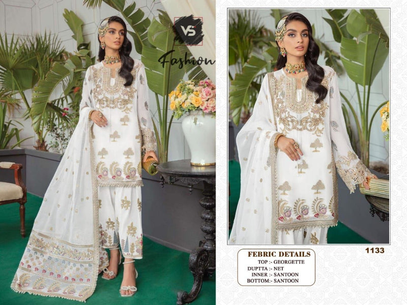 VS FASHION D NO 1133 GEORGETTE WITH HEAVY EMBROIDERY BEST DESIGNER CASUAL WEAR PAKISTANI SUIT