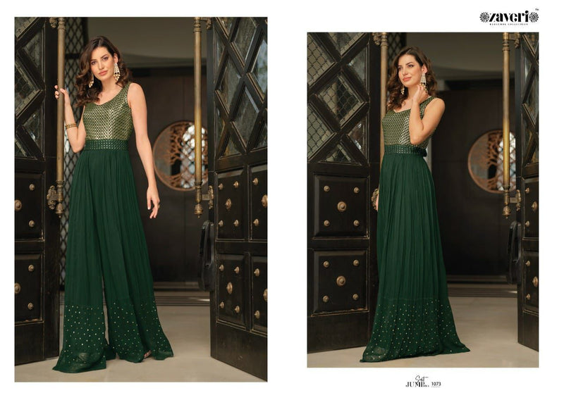 ZAVERI JUMPSUIT 1073 GEORGETTE WITH HEAVY EMBROIDERY HAND WORK STYLISH DESIGNER PARTY WEAR INDIAN SUIT
