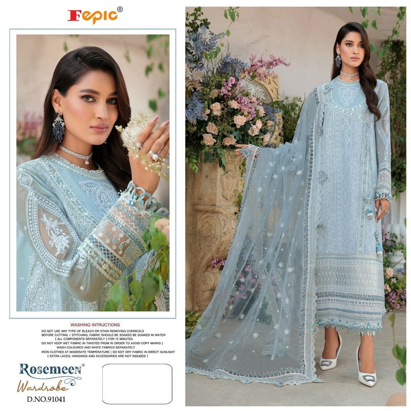 FEPIC D NO 91041 GEORGETTE WITH WITH HEAVY EMBROIDERY WEDDING WEAR DESIGNER PAKISTANI SUIT