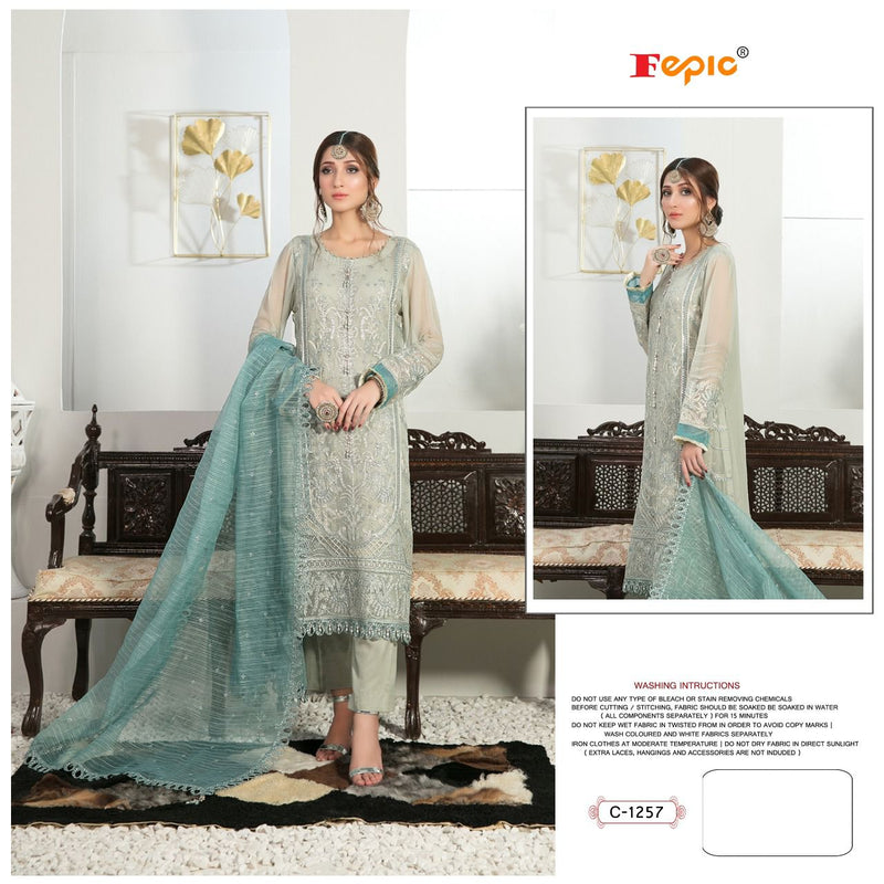 FEPIC D NO C 1257 GEORGETTE WITH HEAVY EMBROIDERY STYLISH DESIGNER PARTY WEAR PAKISTANI SUIT