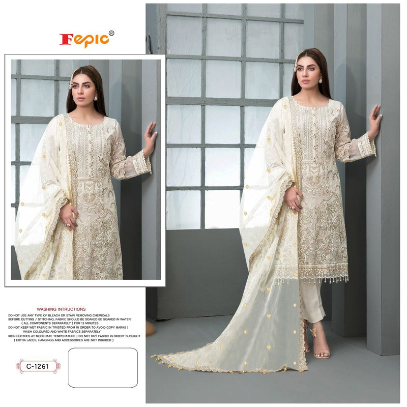 FEPIC D NO C 1261 GEORGETTE WITH HEAVY EMBROIDERY STYLISH DESIGNER PARTY WEAR PAKISTANI SUIT