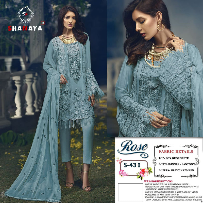SHANAYA D NO S 43 I GEORGETTE WITH HEAVY EMBROIDERY WORK BEST DESIGNER FASTIVAL WEAR PAKISTANI SUIT