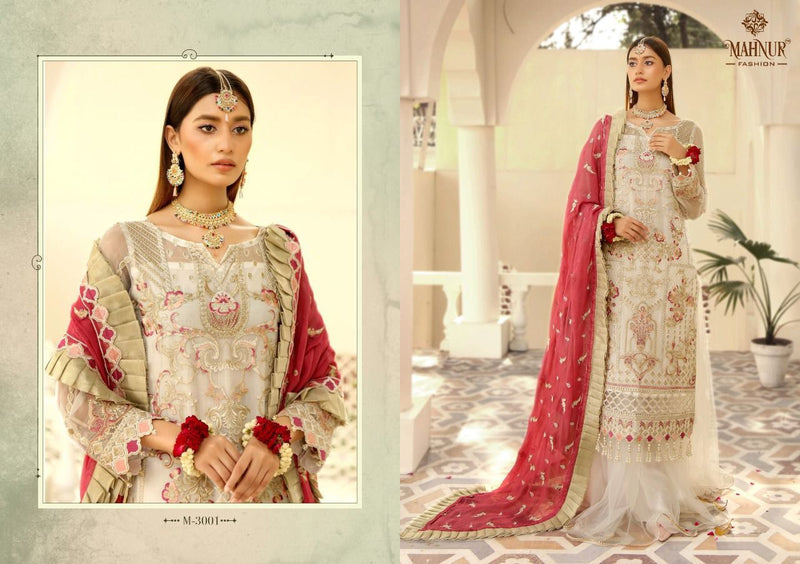 MAHNUR FASHION D NO M 3001 GEORGETTE WITH HEAVY EMBROIDERY WORK STYLISH DESIGNER FASTIVAL WEAR PAKISTANI SUIT