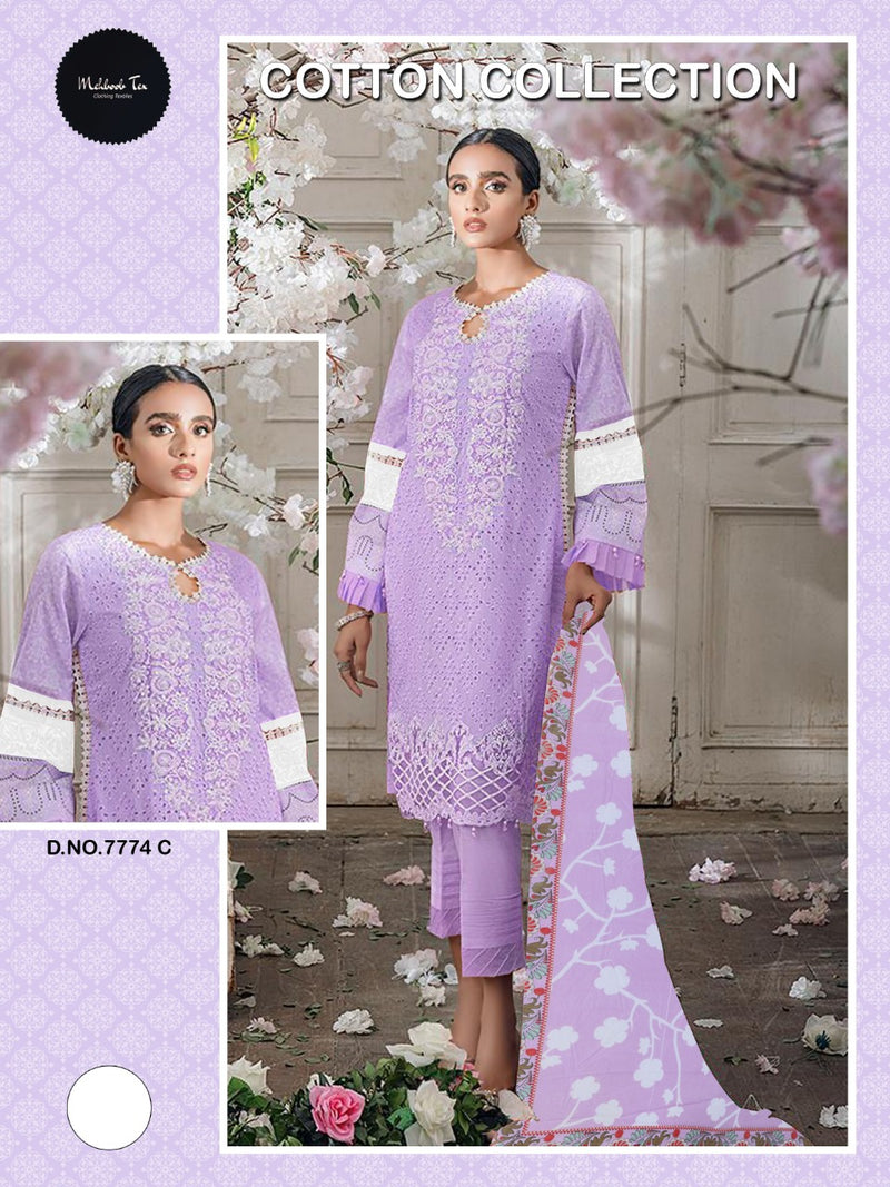 MEHBOOB D NO 7774 C GEORGETTE WITH HEAVY EMBROIDERY STYLISH DESIGNER CASUAL WEAR PAKISTANI SUIT