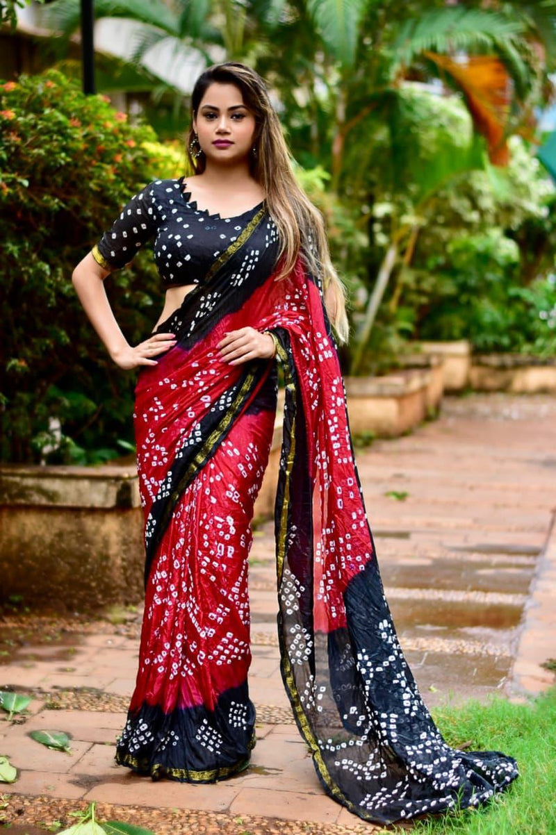 BANDHANI SAREES VOL 2 SILK WITH RED AND BLUE COLOUR PRINTED DESIGNER CASUAL WEAR SAREES