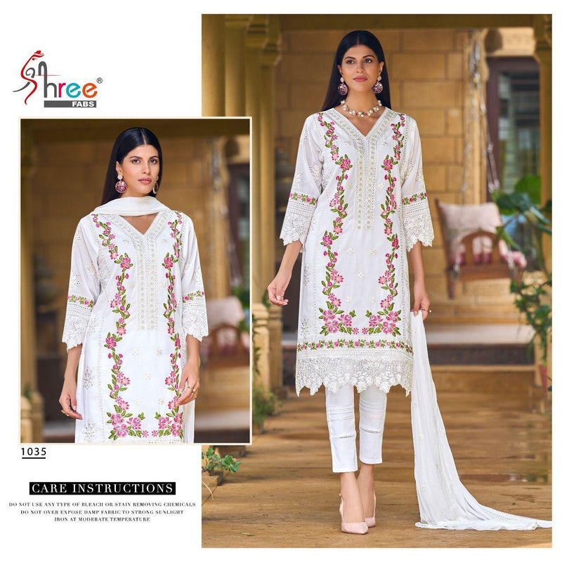 SHREE FABS D NO 1035 GEORGETTE WITH HEAVY EMBROIDERY WITH HAND WORK CASUAL WEAR DESIGNER PAKISTANI SUIT