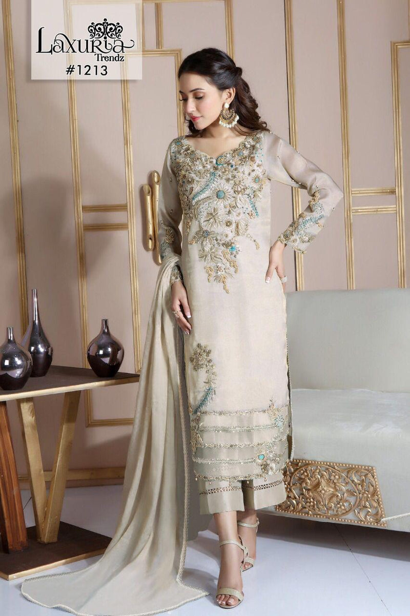 LAXURIA D NO 1213 GEORGETTE WITH HEAVY EMBROIDERY BEST DESIGNER FESTIVAL WEAR PAKISTANI SUIT