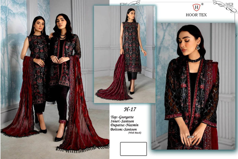 HOOR TEX D NO H 17 GEORGETTE WITH HEAVY EMBROIDERY BEAUTIFUL SEQUENCE WORK PARTY WEAR DESIGNER PAKISTANI SUIT