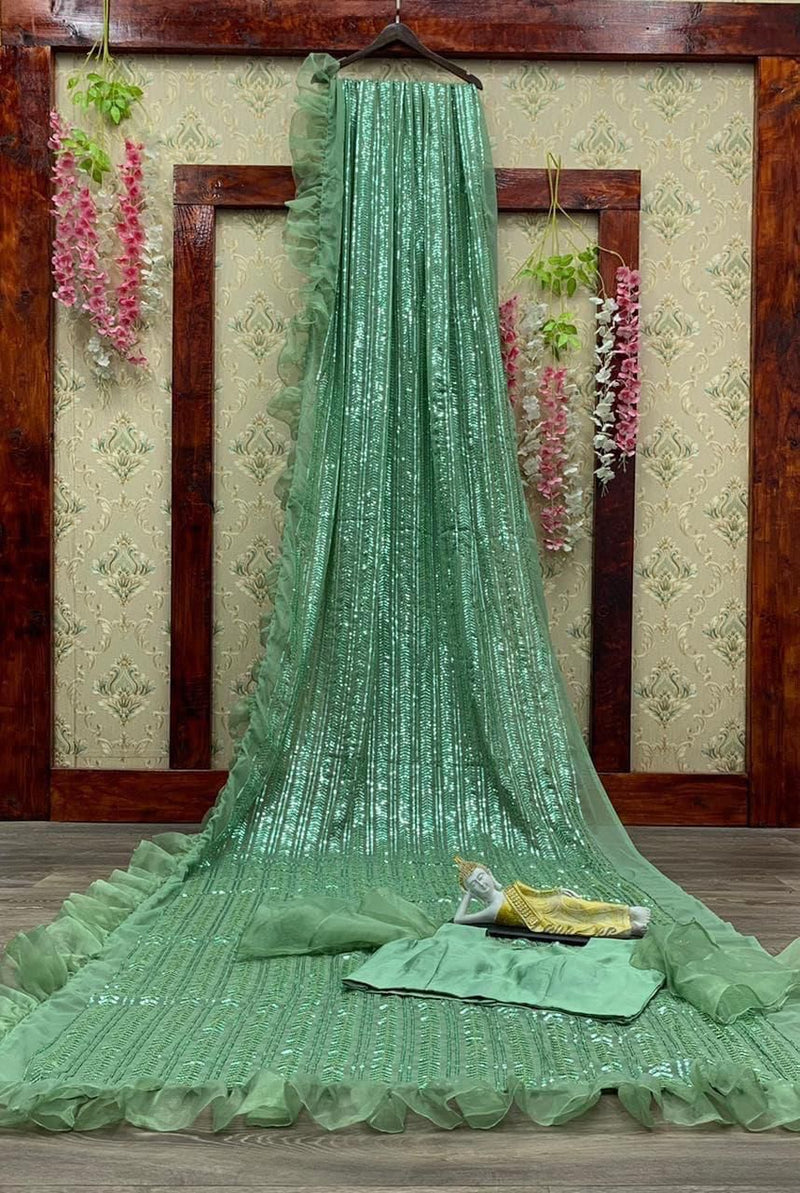 GC SAREE 1285 BUTTER FLY NET SEQUANCE EMBROIDERY WORK SAREE WITH BLOUSE