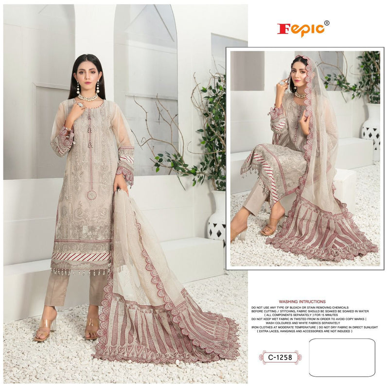 FEPIC D NO C 1258 GEORGETTE WITH HEAVY EMBROIDERY HAND WORK STYLISH DESIGNER PARTY WEAR PAKISTANI SUIT