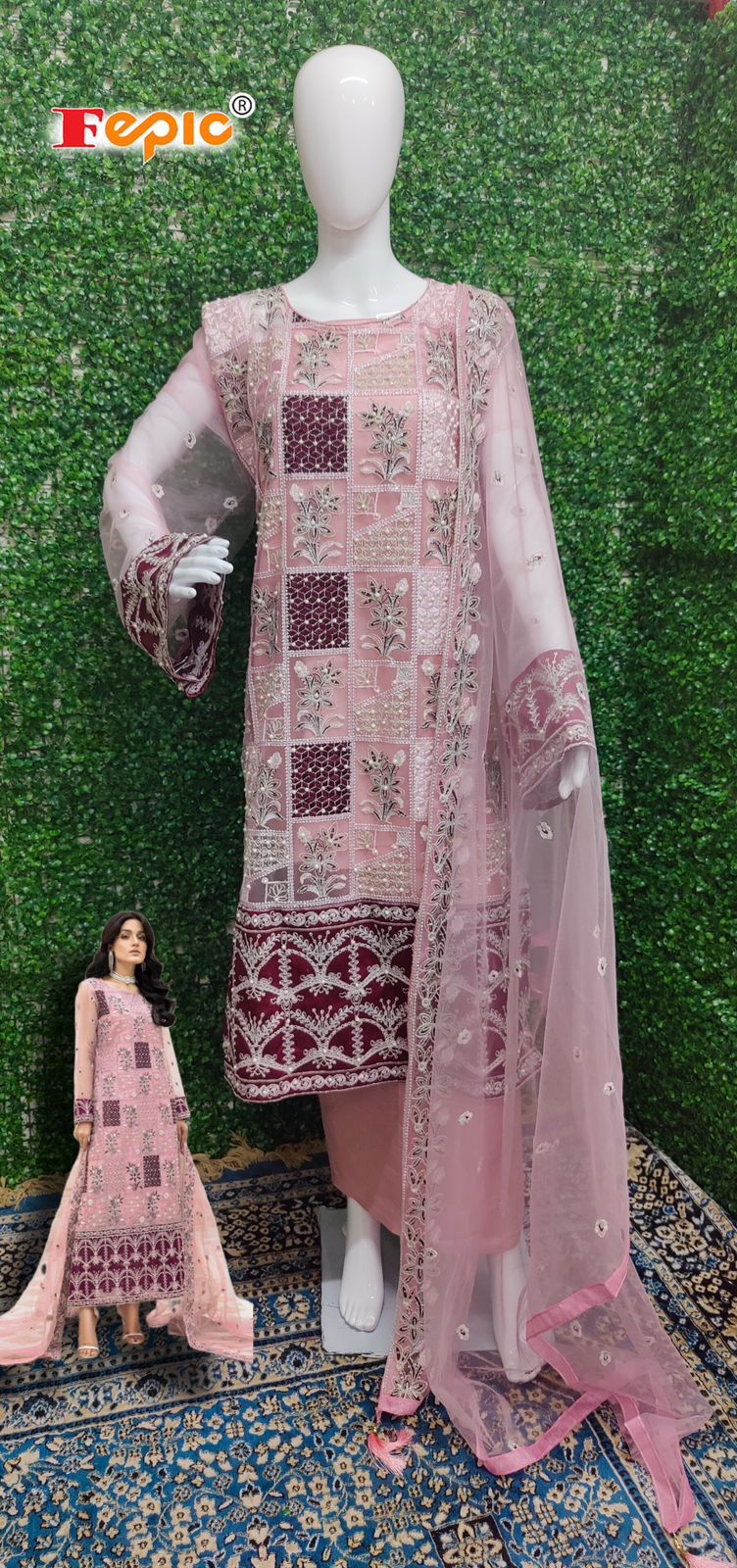 FEPIC D NO C 1250 A GEORGETTE WITH HEAVY EMBROIDERY WORK STYLISH DESIGNER PARTY WEAR PAKISTANI SUIT
