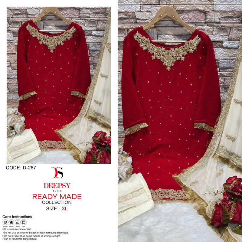 DEEPSY SUITS D NO 287 GEORGETTE WITH HEAVY EMBROIDERY HAND WORK STYLISH DESIGNER FASTIVAL WEAR PAKISTANI SUIT