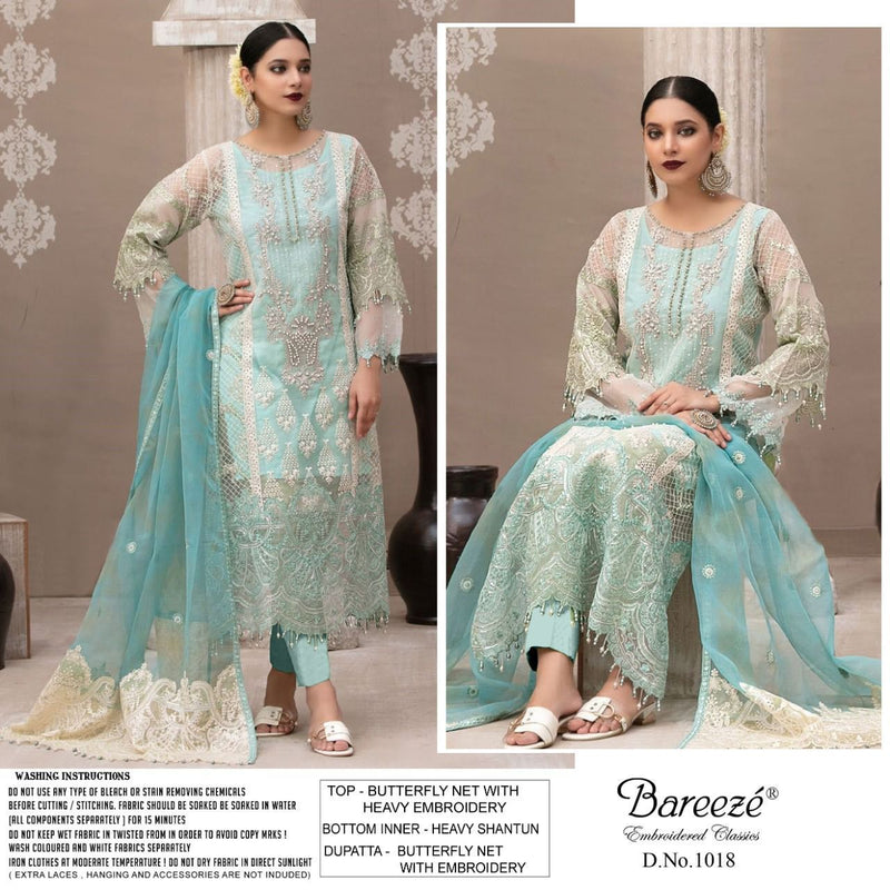 BAREEZE D NO 1018 GEORGETTE WITH HEAVY EMBROIDERY WITH SEQUENCE AND PEARL WORK BEST DESIGNER WEDDING WEAR PAKISTANI SUIT
