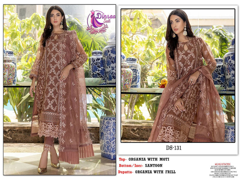 DINSAA SUIT D NO 131 GEORGETTE WITH HEAVY EMBROIDERY HAND WORK STYLISH DESIGNER PARTY WEAR PAKISTANI SUIT