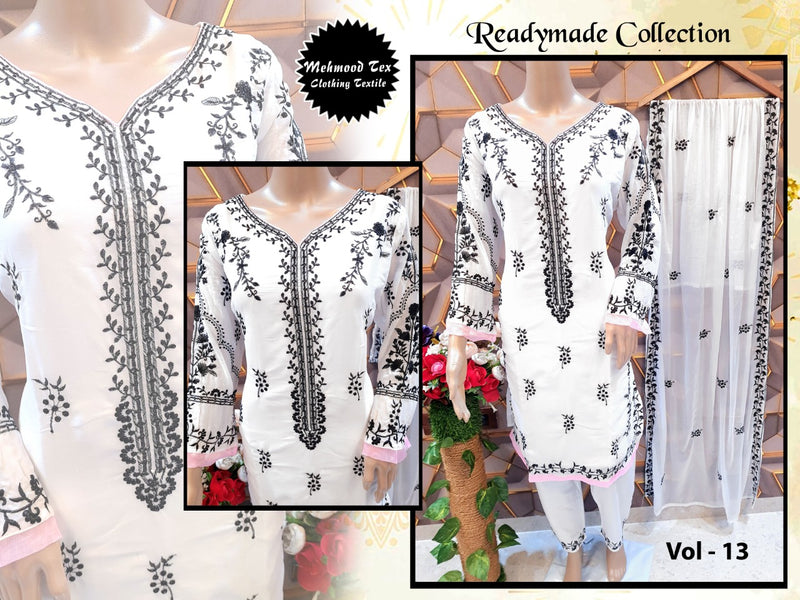 MEHMOOD TEX VOL 13 GEORGETTE WITH HEAVY EMBROIDERY HAND WORK BEST DESIGNER CASUAL WEAR PAKISTANI SUIT