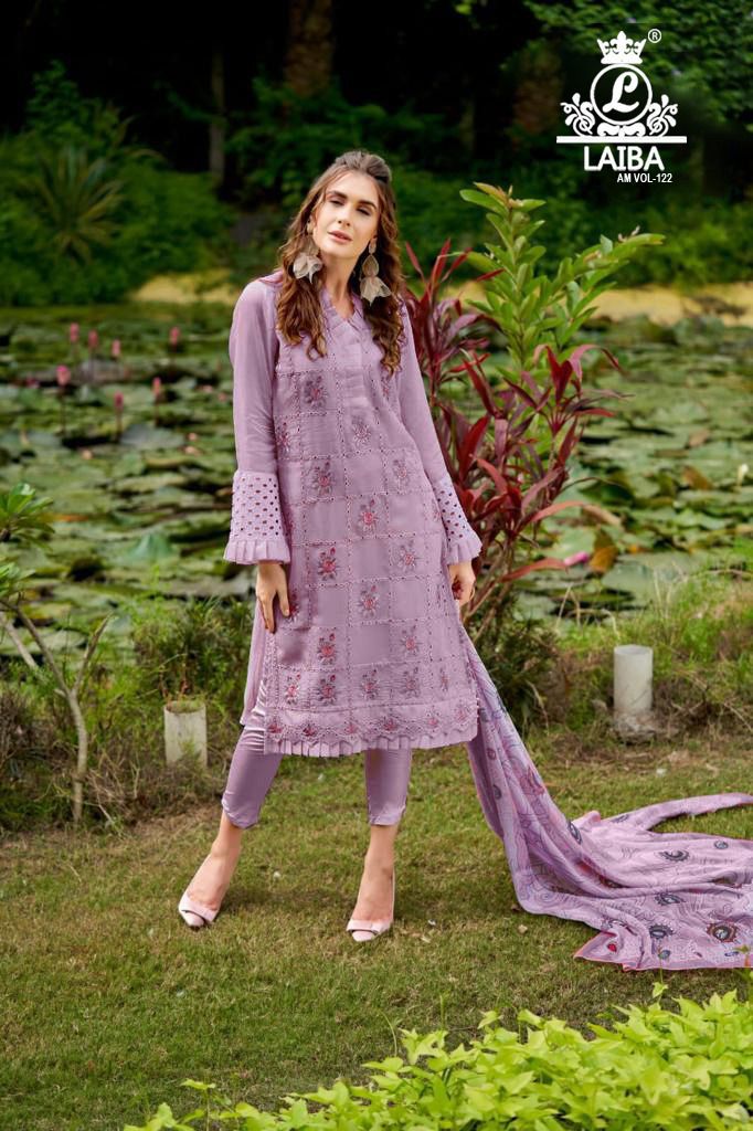 LAIBA VOL 122 GEORGETTE WITH HEAVY EMBROIDERY WORK STYLISH DESIGNER CASUAL WEAR PAKISTANI SUIT