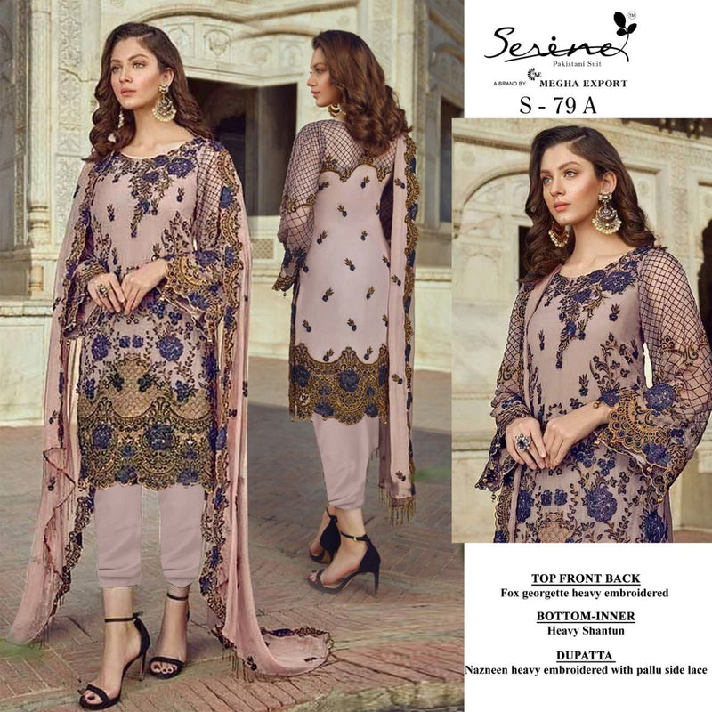 SERINE D NO S 79 A GEORGETTE WITH HEAVY EMBROIDERY WORK AND BEAUTIFUL DESIGN FASTIVAL WEAR PAKISTANI SUIT