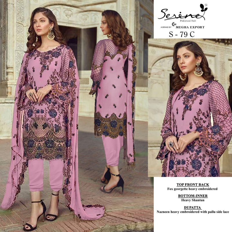 SERINE D NO S 79 C GEORGETTE WITH HEAVY EMBROIDERY WORK AND BEAUTIFUL DESIGN FASTIVAL WEAR PAKISTANI SUIT