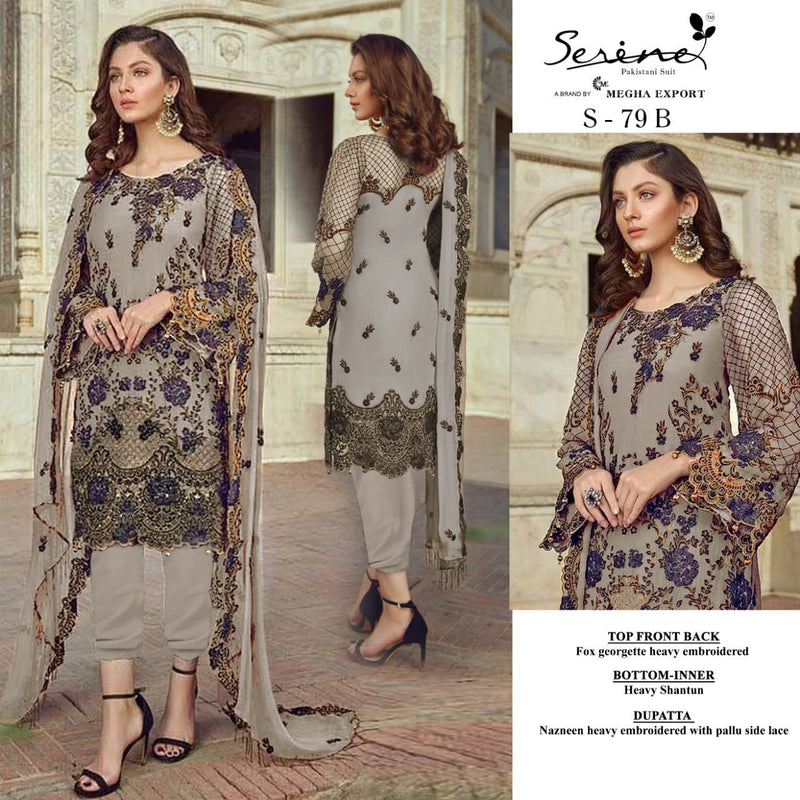 SERINE D NO S 79 B GEORGETTE WITH HEAVY EMBROIDERY WORK AND BEAUTIFUL DESIGN FASTIVAL WEAR PAKISTANI SUIT