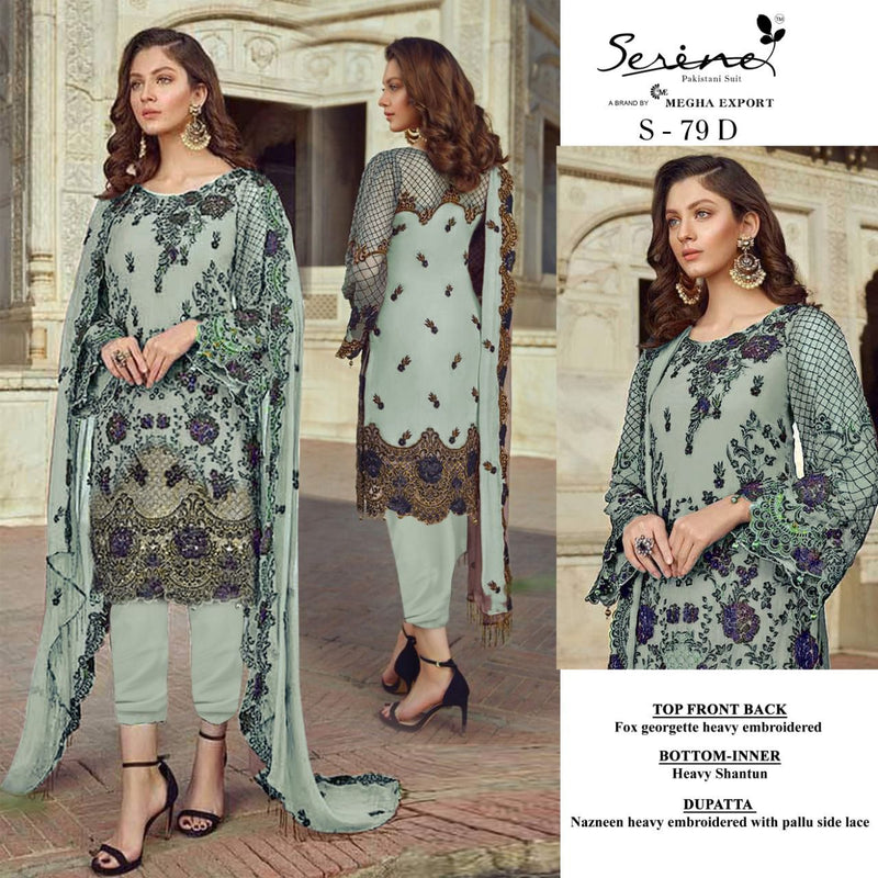 SERINE D NO S 79 D GEORGETTE WITH HEAVY EMBROIDERY WORK AND BEAUTIFUL DESIGN FASTIVAL WEAR PAKISTANI SUIT