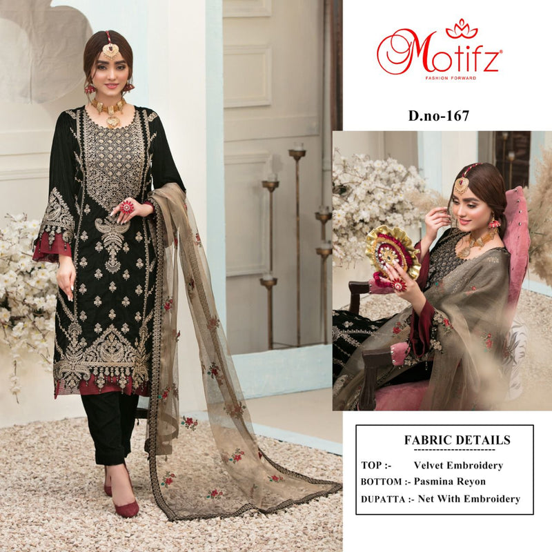 MOTIFZ FASHION D NO 167 GEORGETTE WITH HEAVY EMBROIDERY HAND WORK BEST DESIGNER PARTY WEAR PAKISTANI SUIT