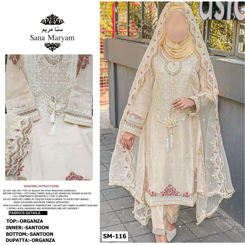 SANA MARYAM D NO 116 GEORGETTE WITH HEAVY EMBROIDERY WORK STYLISH DESIGNER CASUAL WEAR PAKISTANI SUIT
