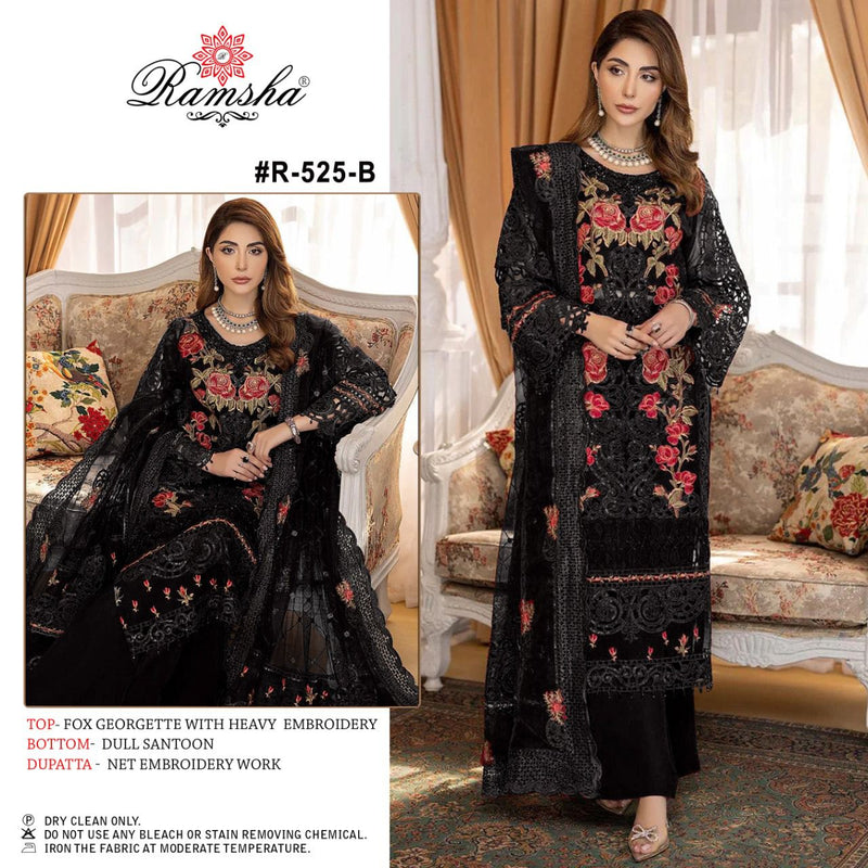 RAMSHA D NO 525 B GEORGETTE WITH HEAVY EMBROIDERY WORK READY TO WEAR PAKISTANI SUIT