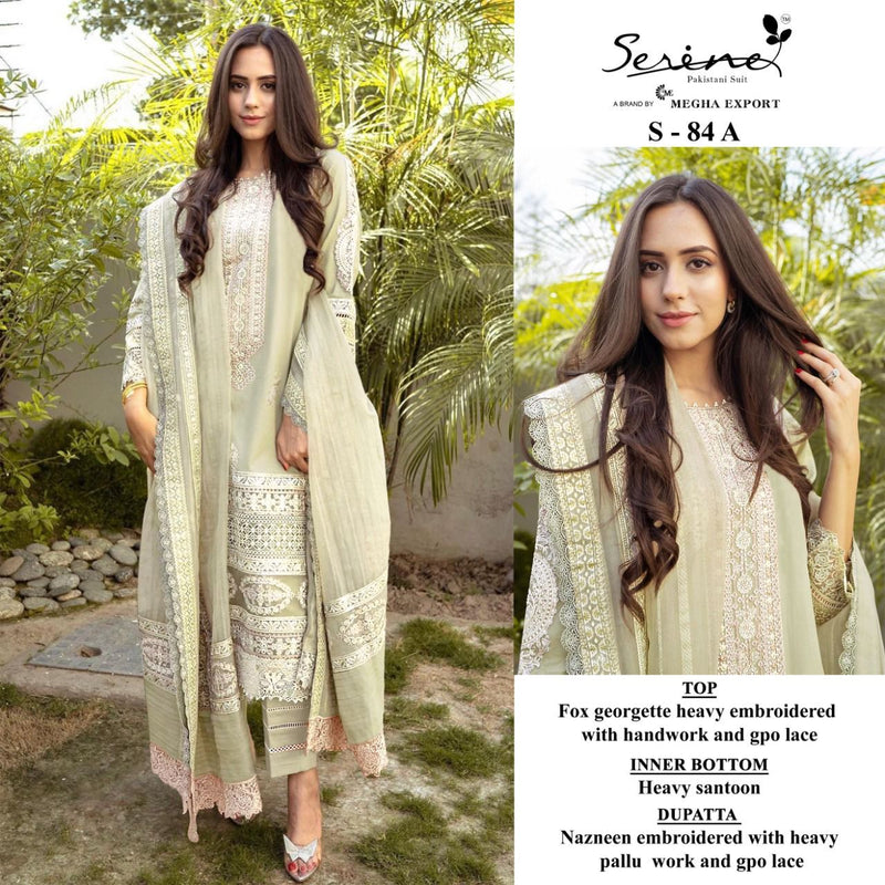 SERINE SUIT S 84 A GEORGETTE WITH HEAVY EMBROIDERY WORK STYLISH DESIGNER PARTY WEAR PAKISTANI SUIT