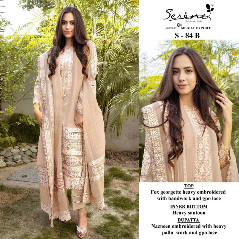 SERINE SUIT S 84 B GEORGETTE WITH HEAVY EMBROIDERY WORK STYLISH DESIGNER PARTY WEAR PAKISTANI SUIT