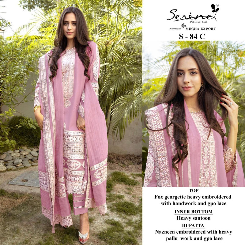SERINE SUIT S 84 C GEORGETTE WITH HEAVY EMBROIDERY WORK STYLISH DESIGNER PARTY WEAR PAKISTANI SUIT