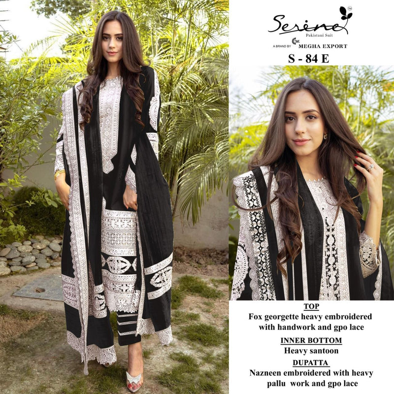 SERINE SUIT S 84 E GEORGETTE WITH HEAVY EMBROIDERY WORK STYLISH DESIGNER PARTY WEAR PAKISTANI SUIT