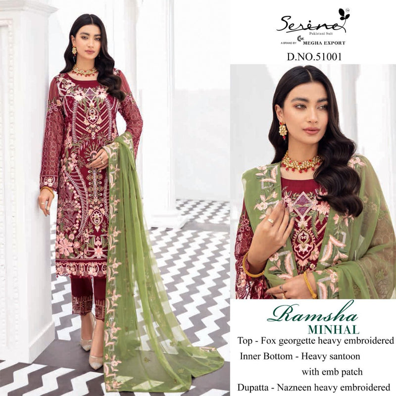 SERINE D NO 51001 GEORGETTE WITH HEAVY EMBROIDERY WORK STYLISH DESIGNER CASUAL WEAR PAKISTANI SUIT