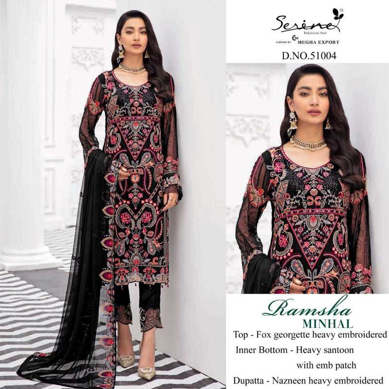 SERINE D NO 51004 GEORGETTE WITH HEAVY EMBROIDERY WORK STYLISH DESIGNER CASUAL WEAR PAKISTANI SUIT