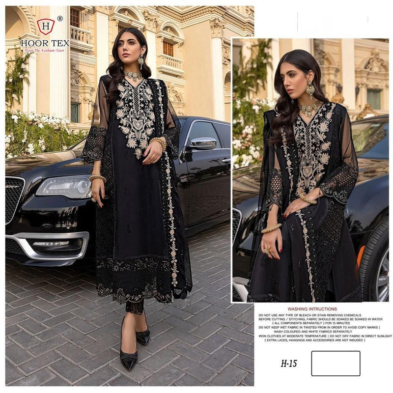 HOOR TEX D NO 15 GEORGETTE WITH HEAVY EMBROIDERY WORK STYLISH DESIGNER PARTY WEAR PAKISTANI SUIT
