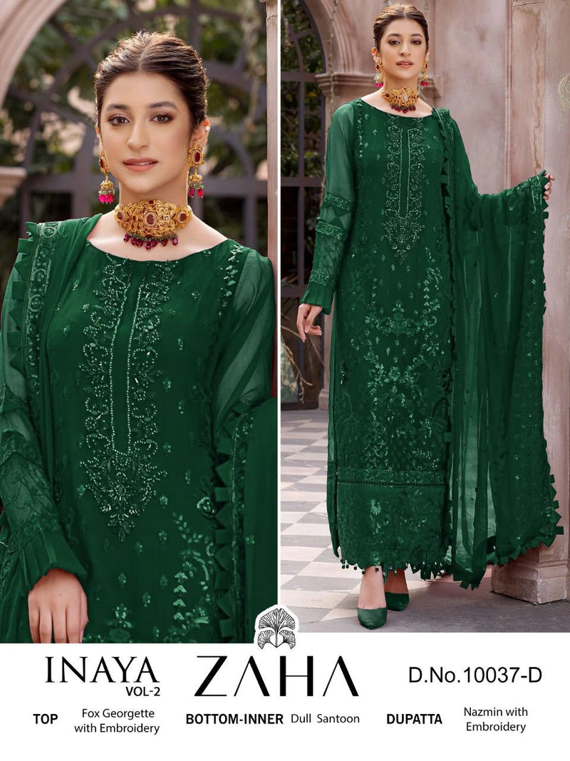 ZAHA D NO 10037 D GEORGETTE WITH HEAVY EMBROIDERY HAND WORK STYLISH DESIGNER WEDDING WEAR PAKISTANI SUIT