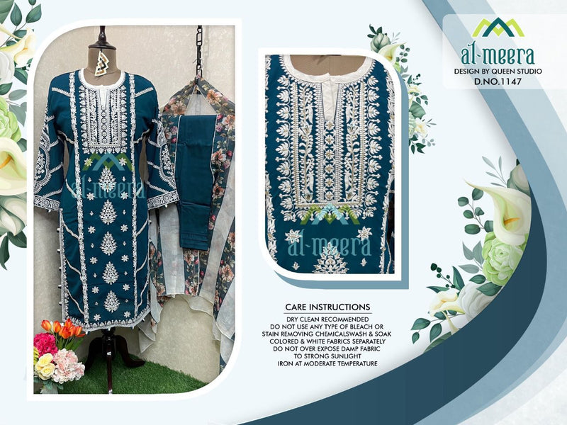 AL MEERA D NO 1147 GEORGETTE WITH HEAVY EMBROIDERY WORK STYLISH DESIGNER CASUAL WEAR PAKISTANI SUIT