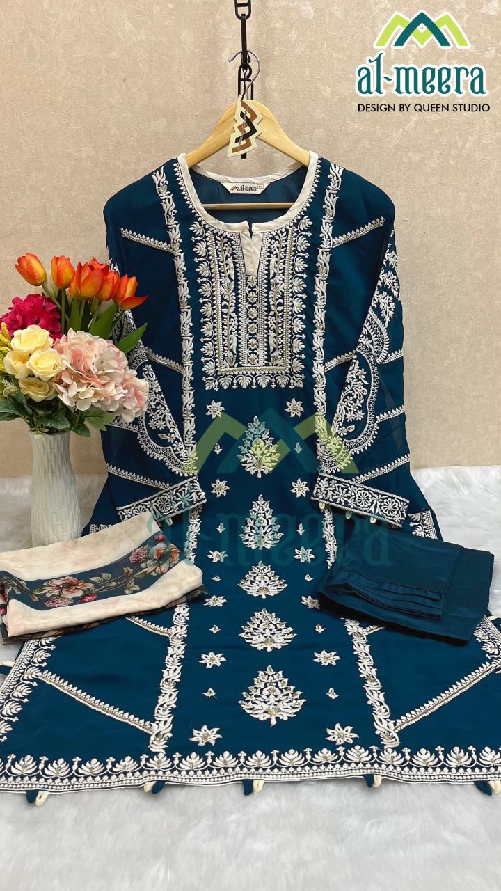 AL MEERA D NO 1147 GEORGETTE WITH HEAVY EMBROIDERY WORK STYLISH DESIGNER CASUAL WEAR PAKISTANI SUIT