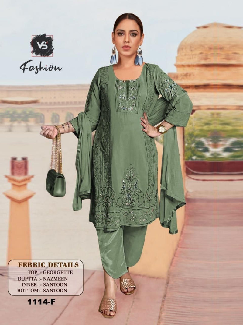 VS FASHION D NO 1114 F GEORGETTE WITH HEAVY EMBROIDERY WORK READY TO WEAR PAKISTANI SUIT