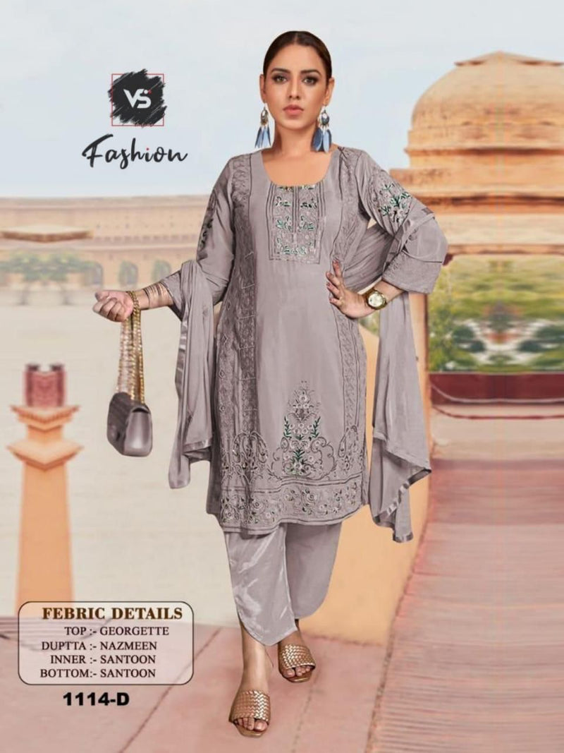 VS FASHION D NO 1114 D GEORGETTE WITH HEAVY EMBROIDERY WORK READY TO WEAR PAKISTANI SUIT