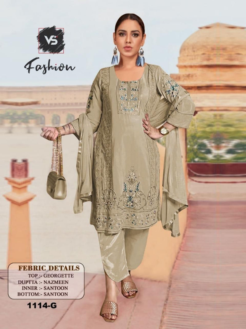 VS FASHION D NO 1114 G GEORGETTE WITH HEAVY EMBROIDERY WORK READY TO WEAR PAKISTANI SUIT